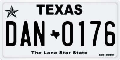 TX license plate DAN0176