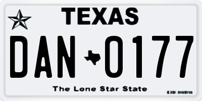 TX license plate DAN0177