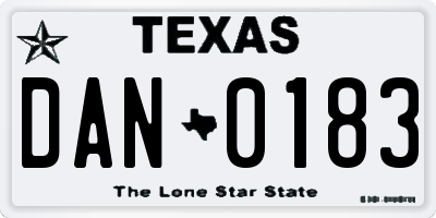 TX license plate DAN0183