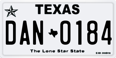 TX license plate DAN0184