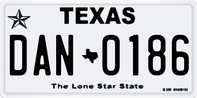 TX license plate DAN0186
