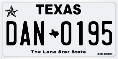 TX license plate DAN0195