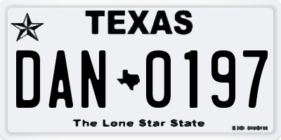 TX license plate DAN0197