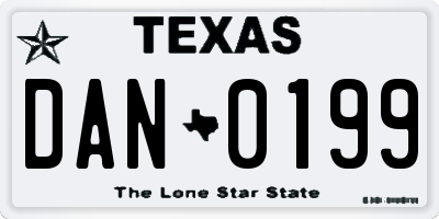TX license plate DAN0199