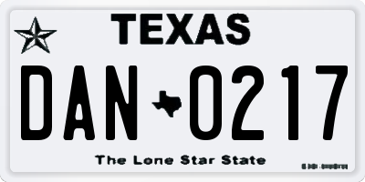 TX license plate DAN0217