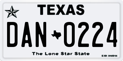TX license plate DAN0224