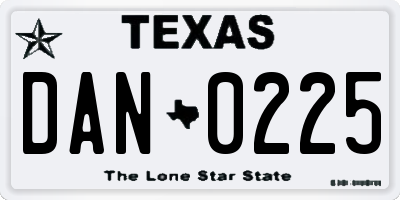 TX license plate DAN0225