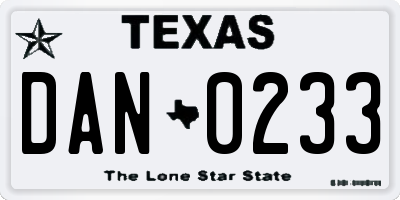 TX license plate DAN0233