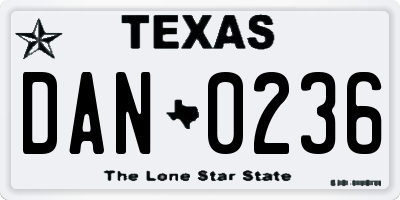 TX license plate DAN0236