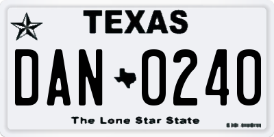 TX license plate DAN0240