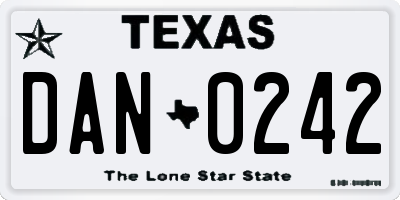 TX license plate DAN0242