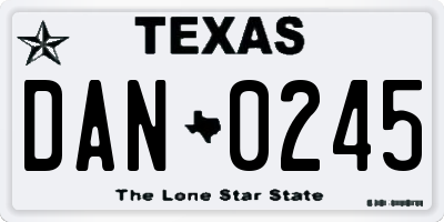 TX license plate DAN0245