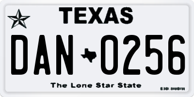 TX license plate DAN0256