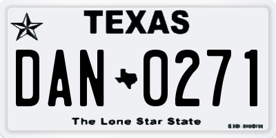 TX license plate DAN0271