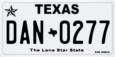 TX license plate DAN0277