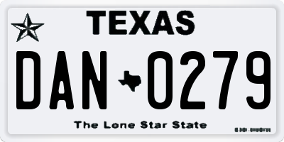 TX license plate DAN0279