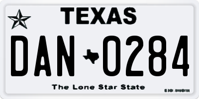 TX license plate DAN0284