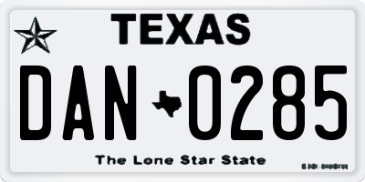 TX license plate DAN0285