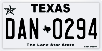 TX license plate DAN0294