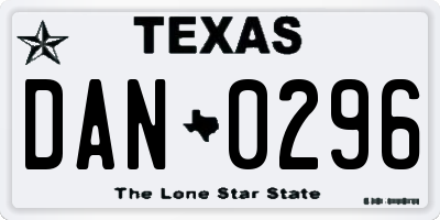 TX license plate DAN0296