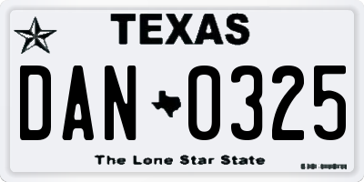 TX license plate DAN0325
