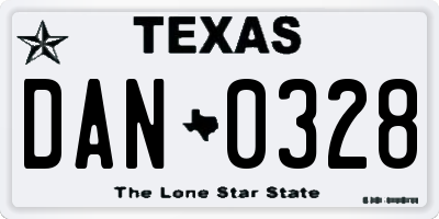 TX license plate DAN0328