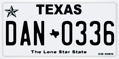 TX license plate DAN0336
