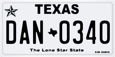 TX license plate DAN0340