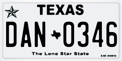 TX license plate DAN0346