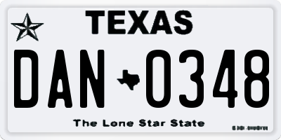 TX license plate DAN0348