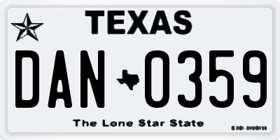 TX license plate DAN0359