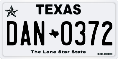 TX license plate DAN0372