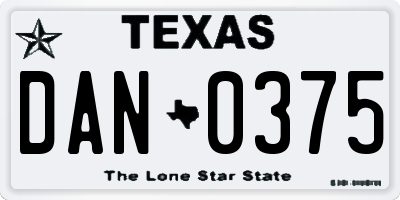 TX license plate DAN0375