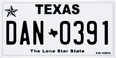 TX license plate DAN0391