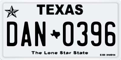 TX license plate DAN0396