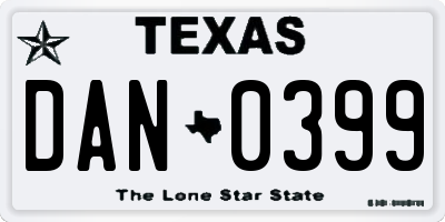 TX license plate DAN0399