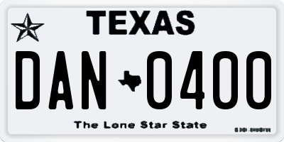 TX license plate DAN0400