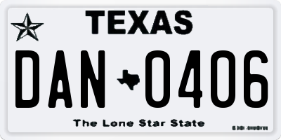 TX license plate DAN0406