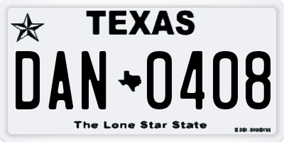 TX license plate DAN0408