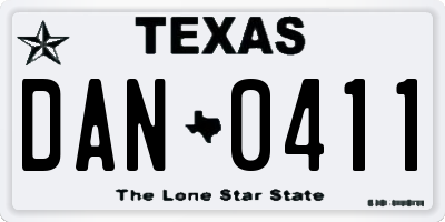 TX license plate DAN0411