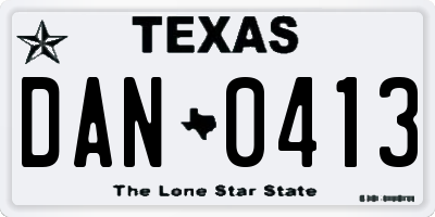 TX license plate DAN0413