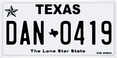 TX license plate DAN0419