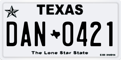 TX license plate DAN0421