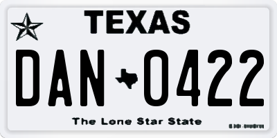 TX license plate DAN0422