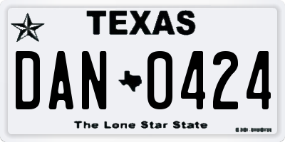 TX license plate DAN0424