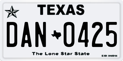 TX license plate DAN0425