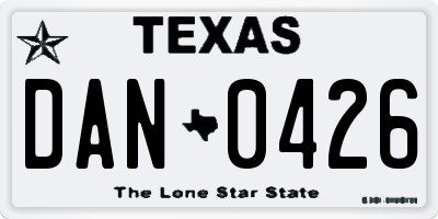 TX license plate DAN0426