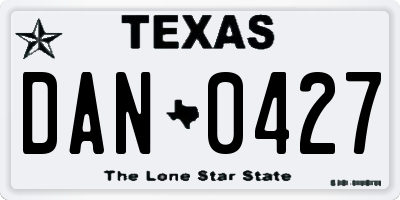 TX license plate DAN0427