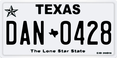 TX license plate DAN0428