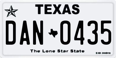 TX license plate DAN0435